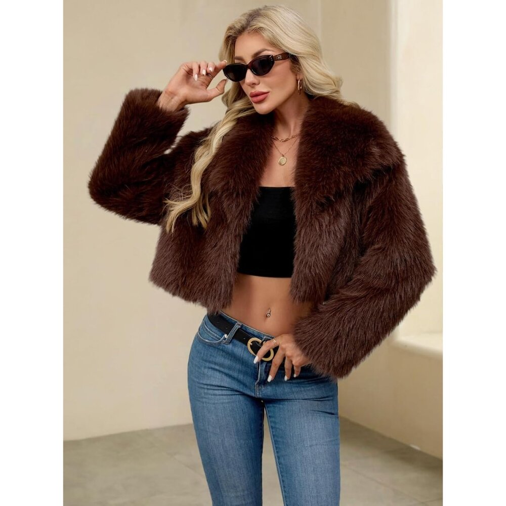 Versatile Long Sleeve Women's Faux Fur Coat - Chic Medium Winter Outwear - Picture 4 of 6
